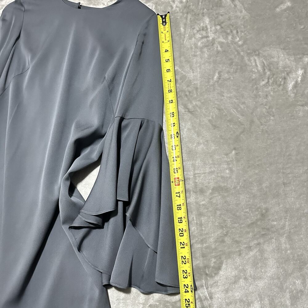Milly Nicole Bell Sleeve Silk Mini Dress Womens Size 4 Dark Gray Whimsigoth USA - Picture 7 of 11